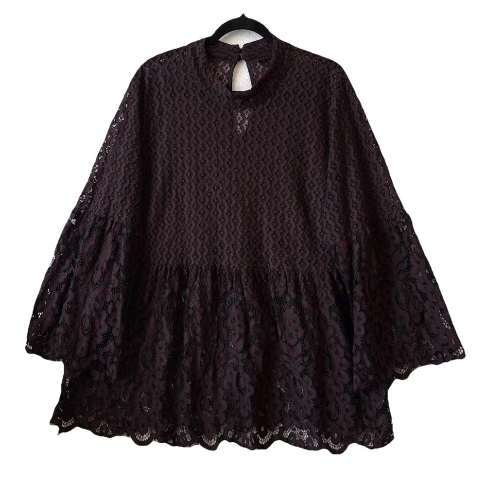 Lane Bryant Sheer Lace Mock Neck Tunic Women's Plus 22 Romantic Whimsigoth Boho